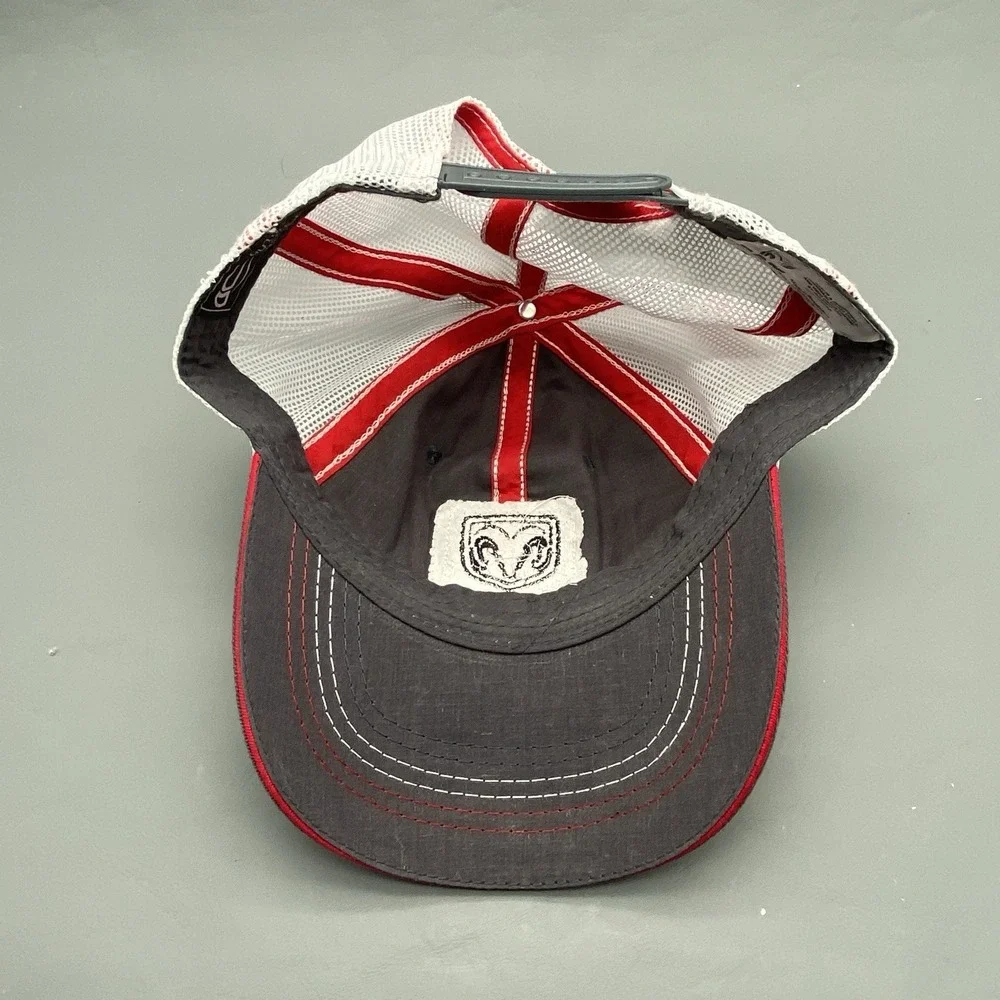 Dodge‎ Ram Logo Trucker Snapback Cap Hat Gray White Adjustable Curved Mesh